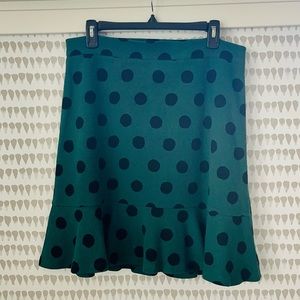 Maeve by Anthropologie green with black polka dot skirt - size large
